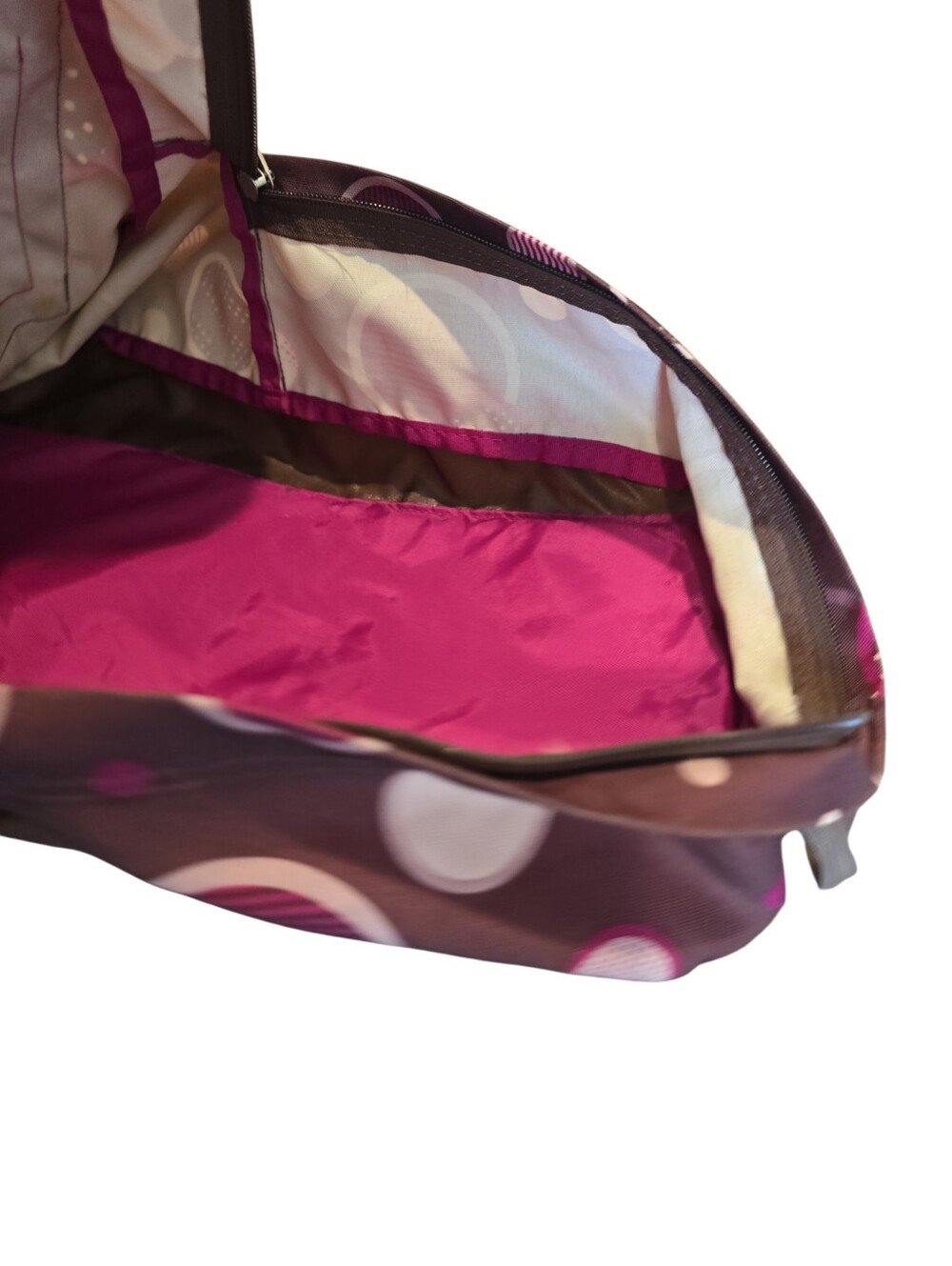 JanSport SuperBreak Backpack Brown Pink Circle Print School Book Bag Y2K Preppy - Picture 7 of 11
